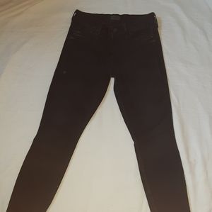 MOTHER BLACK DISTRESSED SKINNY JEANS, SIZE 27